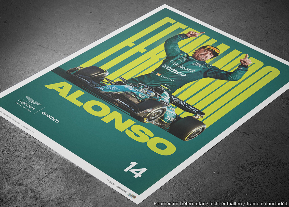 Poster Aston Martin Aramco Cognizant Formula One 2023 Fernando Alonso 50x70cm